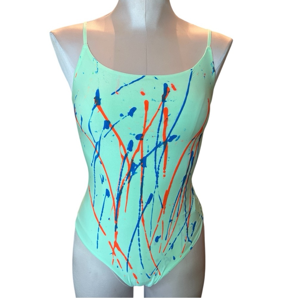 Smoothez by Aerie Mint Green Custom Paint Splatter Bodysuit, Size: Medium✅